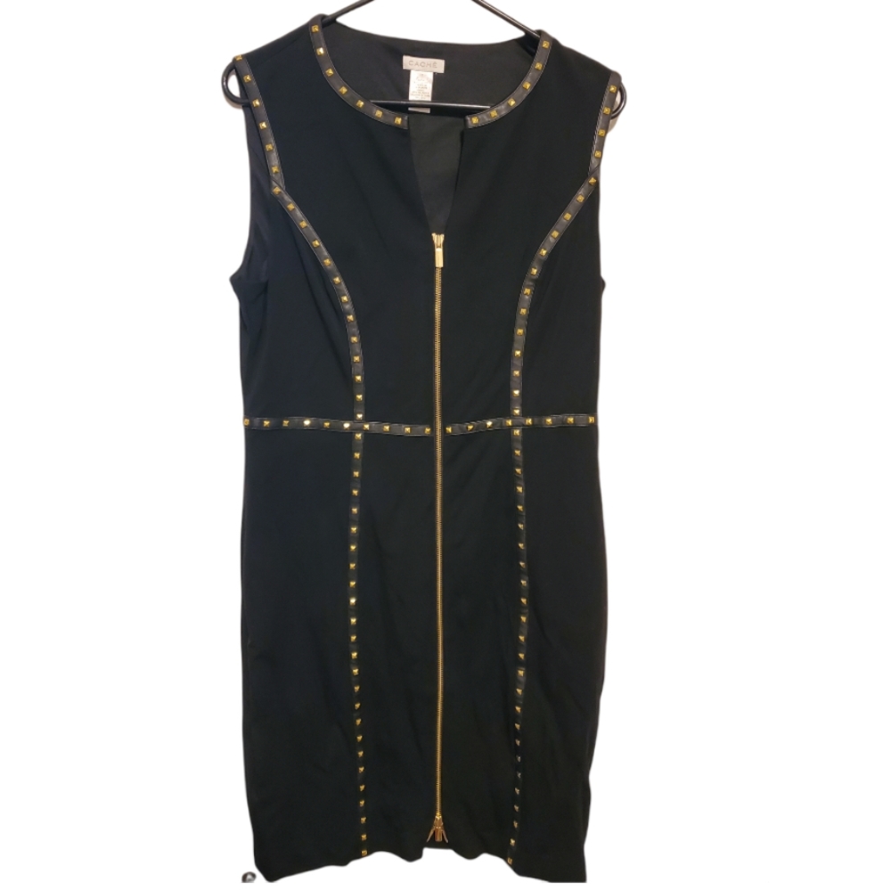 Cache Dress - Black - studded - full zip